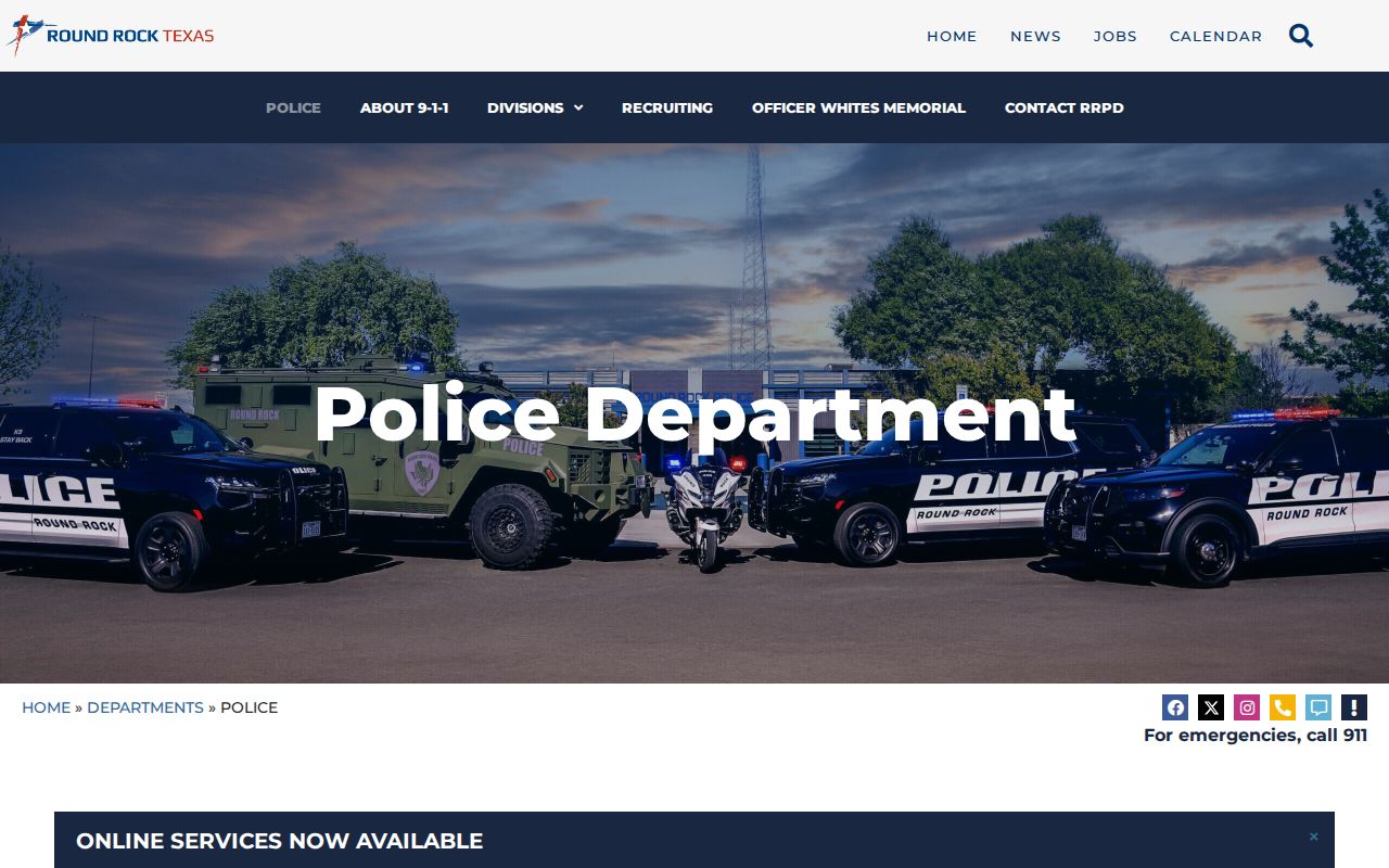 Round Rock criminal records gateway at the Round Rock Police Department