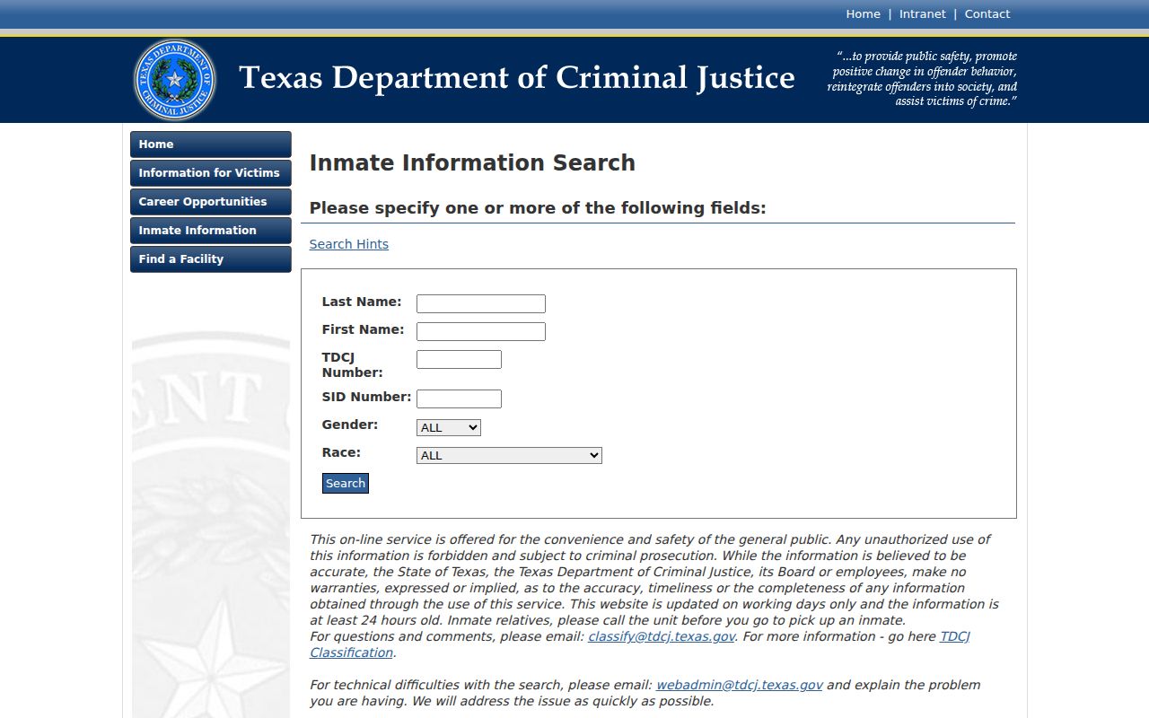 Williamson County arrest lookup Texas state inmate search source