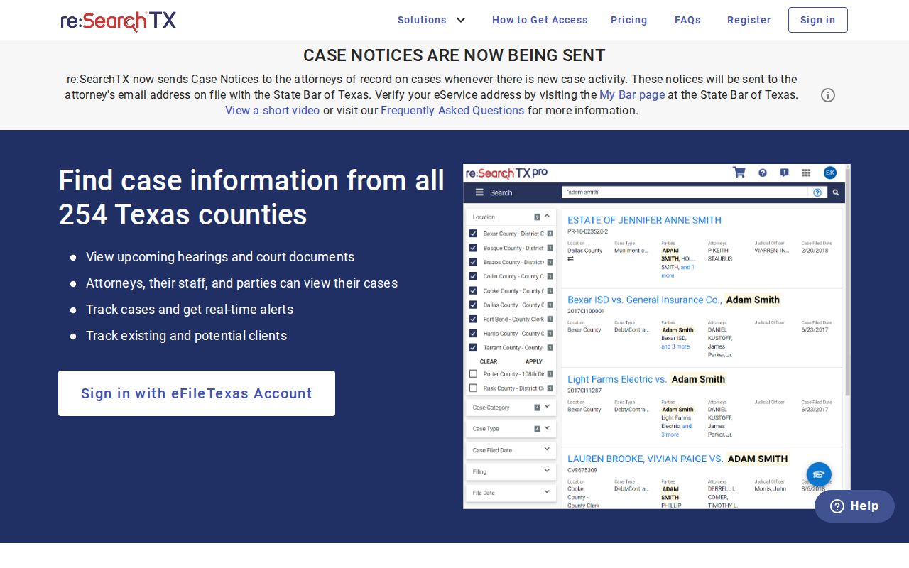 re SearchTX access for Williamson County criminal court records